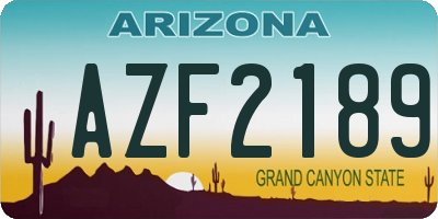 AZ license plate AZF2189
