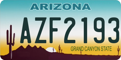 AZ license plate AZF2193