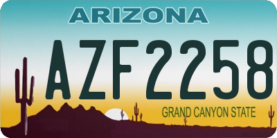 AZ license plate AZF2258