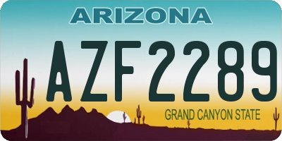 AZ license plate AZF2289