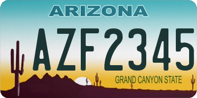 AZ license plate AZF2345
