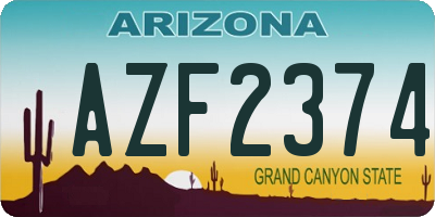 AZ license plate AZF2374
