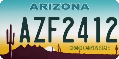 AZ license plate AZF2412