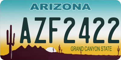 AZ license plate AZF2422