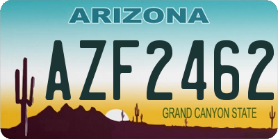 AZ license plate AZF2462