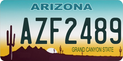 AZ license plate AZF2489