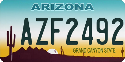 AZ license plate AZF2492