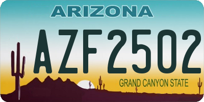 AZ license plate AZF2502