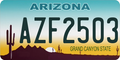AZ license plate AZF2503