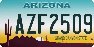 AZ license plate AZF2509