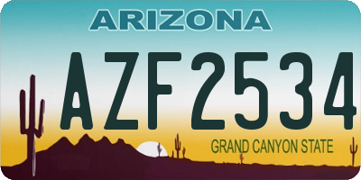 AZ license plate AZF2534