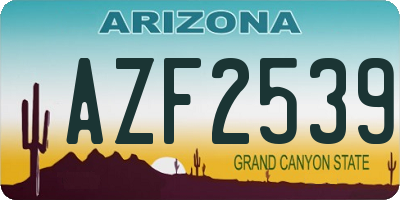 AZ license plate AZF2539