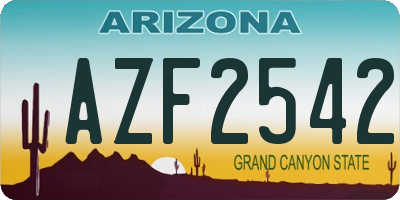 AZ license plate AZF2542