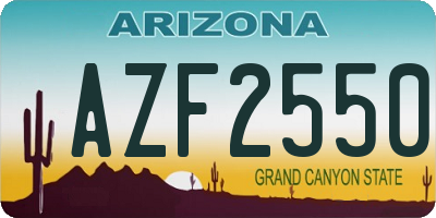 AZ license plate AZF2550