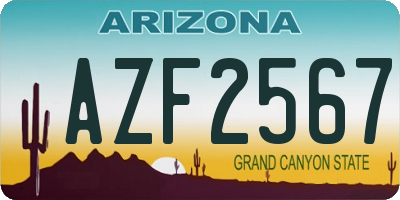 AZ license plate AZF2567