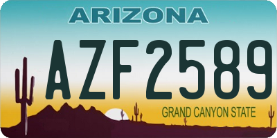 AZ license plate AZF2589