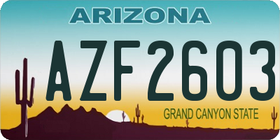 AZ license plate AZF2603