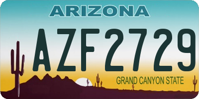 AZ license plate AZF2729