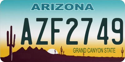 AZ license plate AZF2749