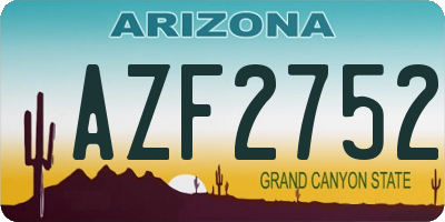 AZ license plate AZF2752