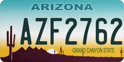AZ license plate AZF2762