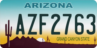 AZ license plate AZF2763