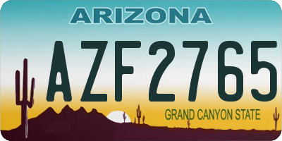 AZ license plate AZF2765