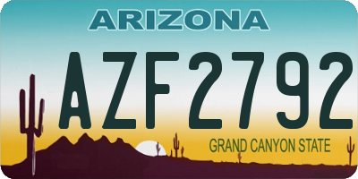 AZ license plate AZF2792