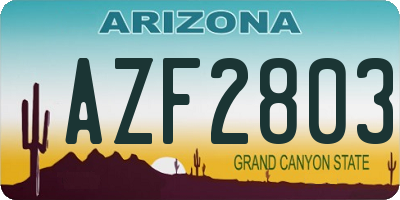 AZ license plate AZF2803