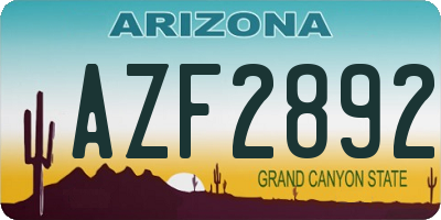 AZ license plate AZF2892