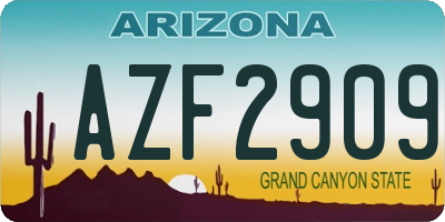 AZ license plate AZF2909