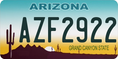 AZ license plate AZF2922