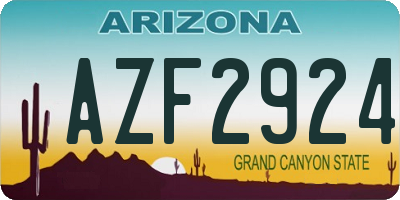 AZ license plate AZF2924