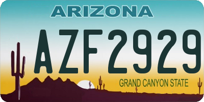 AZ license plate AZF2929