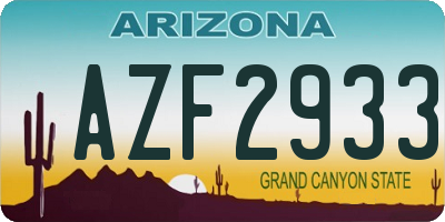 AZ license plate AZF2933