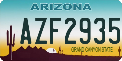 AZ license plate AZF2935