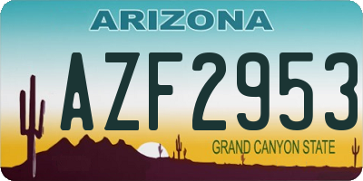 AZ license plate AZF2953