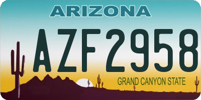 AZ license plate AZF2958
