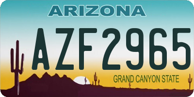 AZ license plate AZF2965