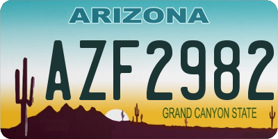 AZ license plate AZF2982