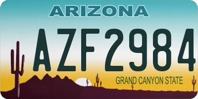 AZ license plate AZF2984