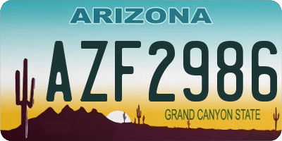AZ license plate AZF2986
