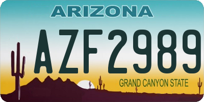 AZ license plate AZF2989