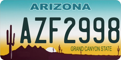 AZ license plate AZF2998