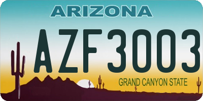 AZ license plate AZF3003