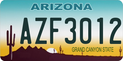 AZ license plate AZF3012