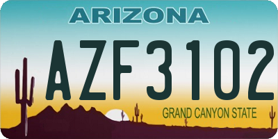 AZ license plate AZF3102