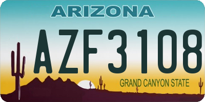 AZ license plate AZF3108