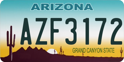 AZ license plate AZF3172