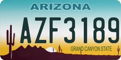 AZ license plate AZF3189
